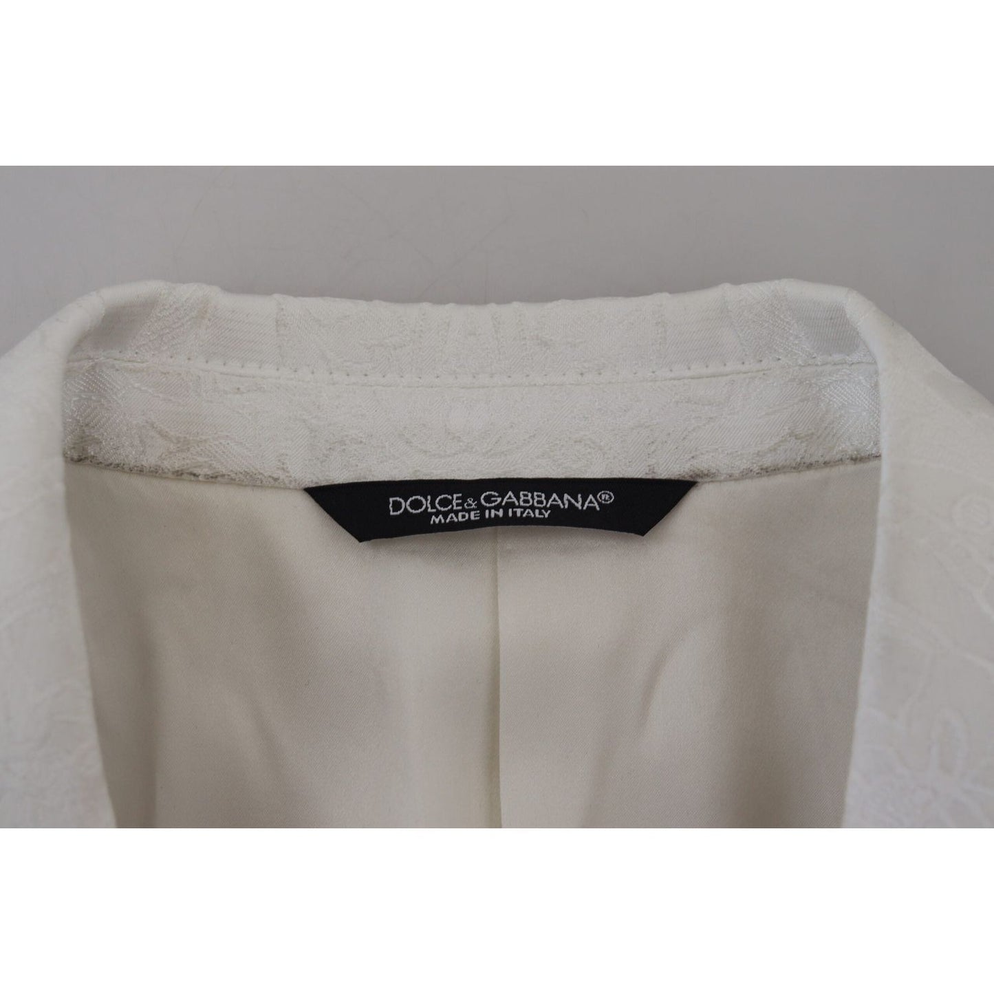 Dolce & Gabbana White Floral Brocade Trench Coat Jacket
