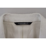 Dolce & Gabbana White Floral Brocade Trench Coat Jacket