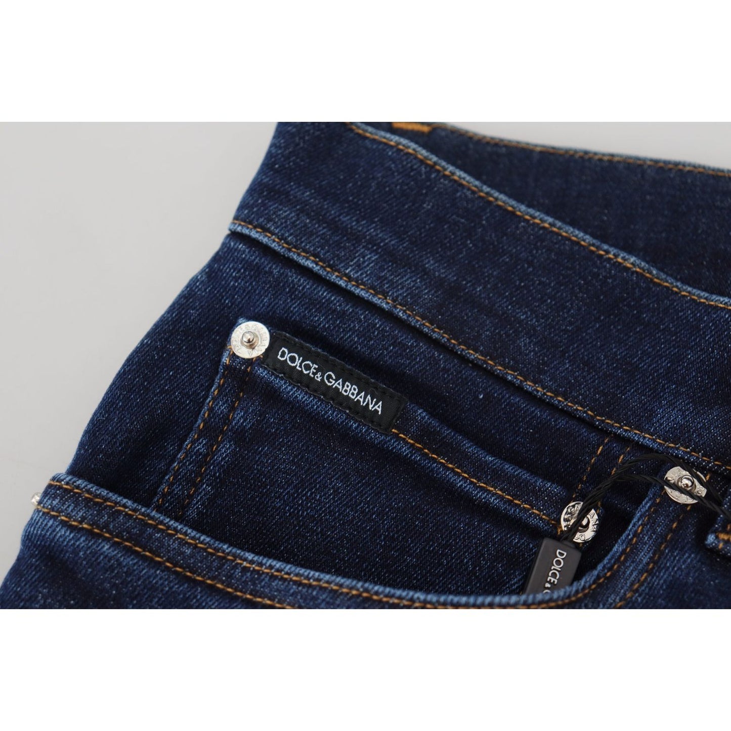 Dolce & Gabbana Dark Blue Cotton Denim SKINNY Jeans