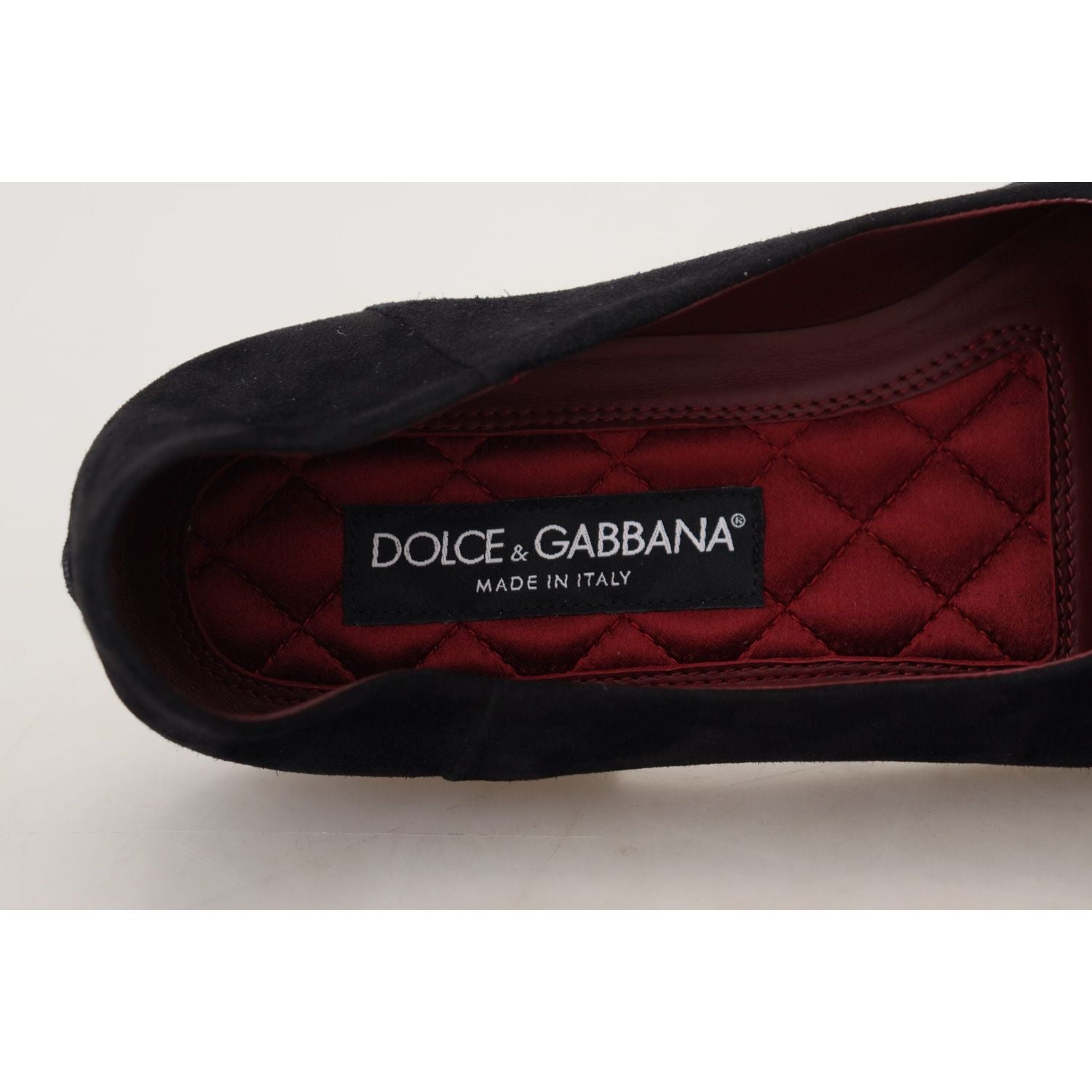 Dolce & Gabbana Black Suede Gold Cross Slip On Loafers Shoes