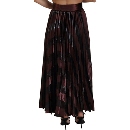 Dolce & Gabbana Brown Polyester High Waist A-line Maxi Skirt