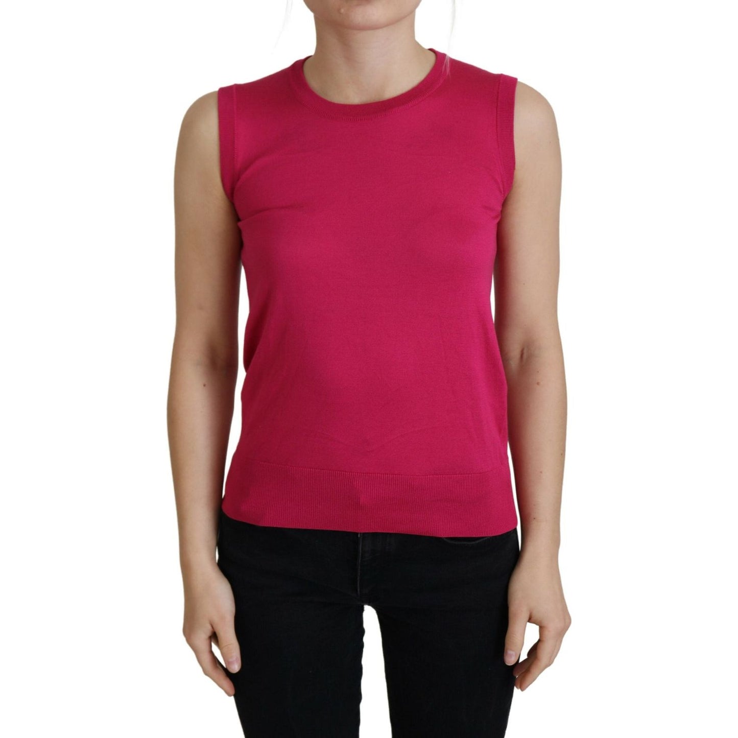 Dolce & Gabbana Pink Silk Vest Pullover Crewneck Tank Top