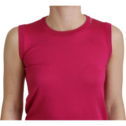 Dolce & Gabbana Pink Silk Vest Pullover Crewneck Tank Top
