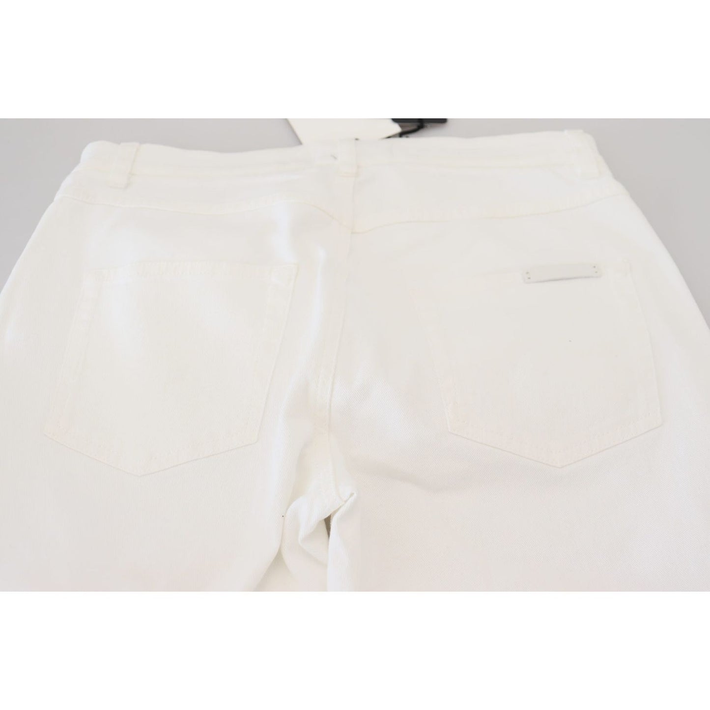 Dolce & Gabbana White Floral Embroidery Skinny Denim Jeans