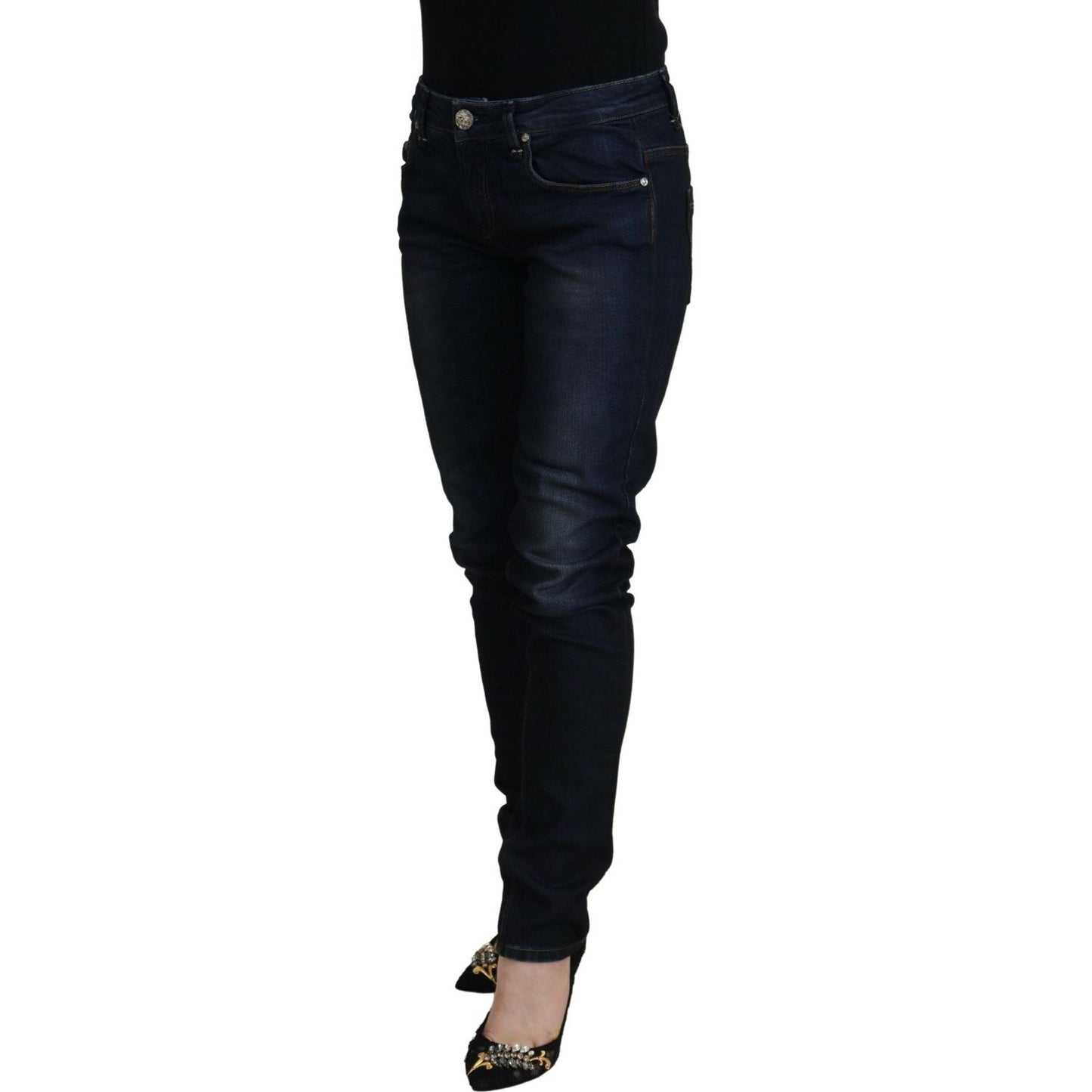 Acht Blue Cotton Skinny Low Waist Women Casual Denim Jeans