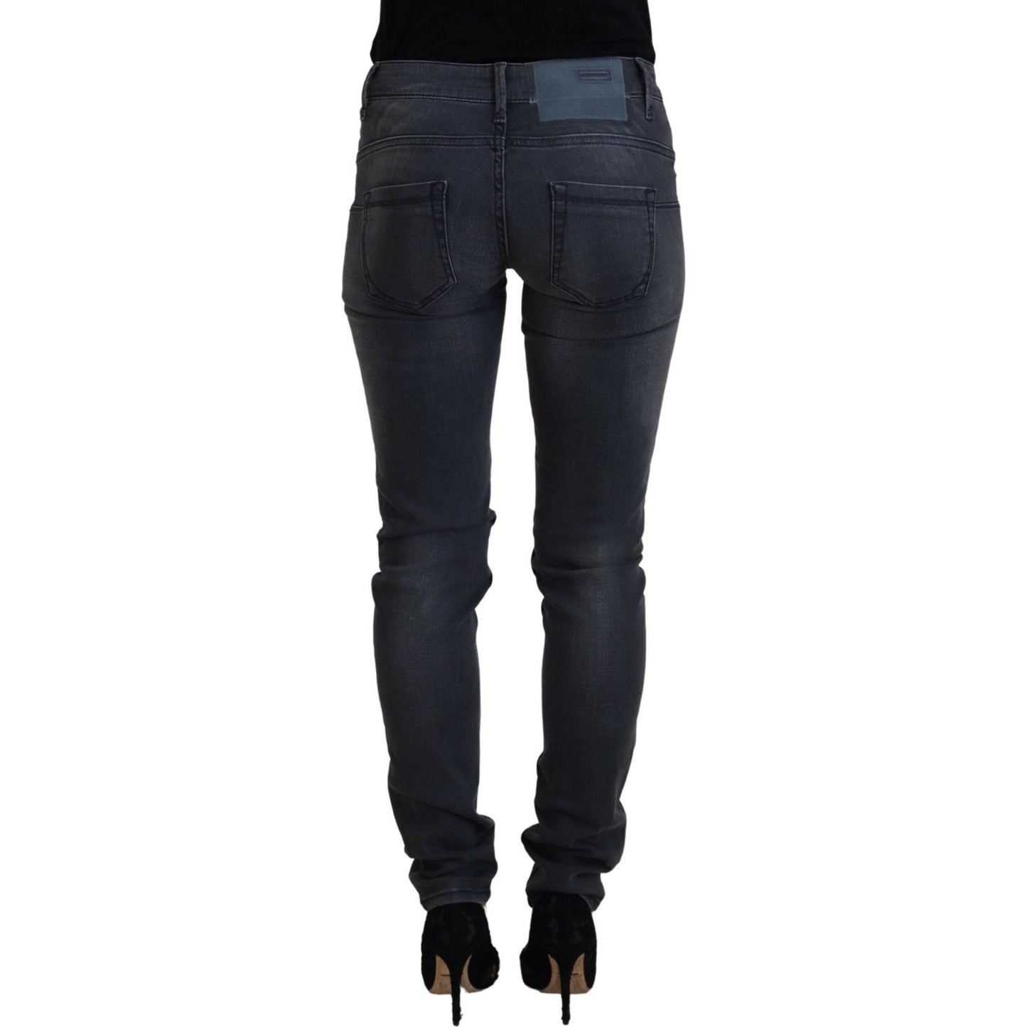 Acht Gray Cotton Skinny Low Waist Women Casual Denim Jeans