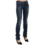 John Galliano Blue Newspaper Print Low Waist Skinny Denim Pants