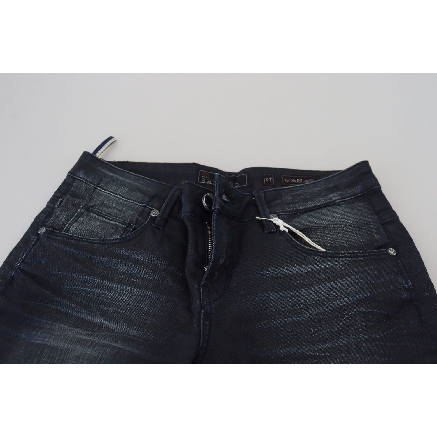 Acht Blue Washed Low Waist Slim Fit Cotton Denim Jeans