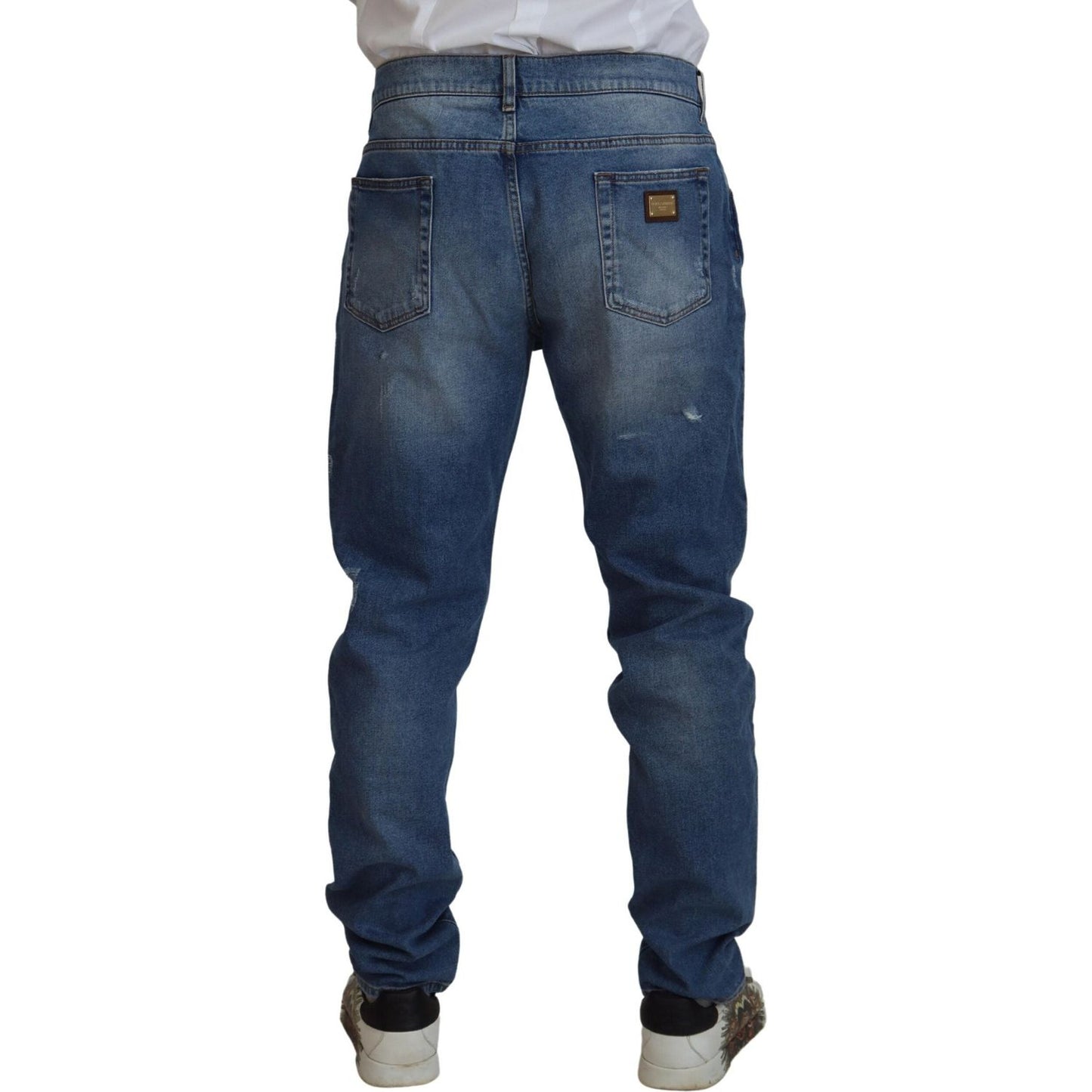 Dolce & Gabbana Blue Washed Skinny Cotton Denim Jeans