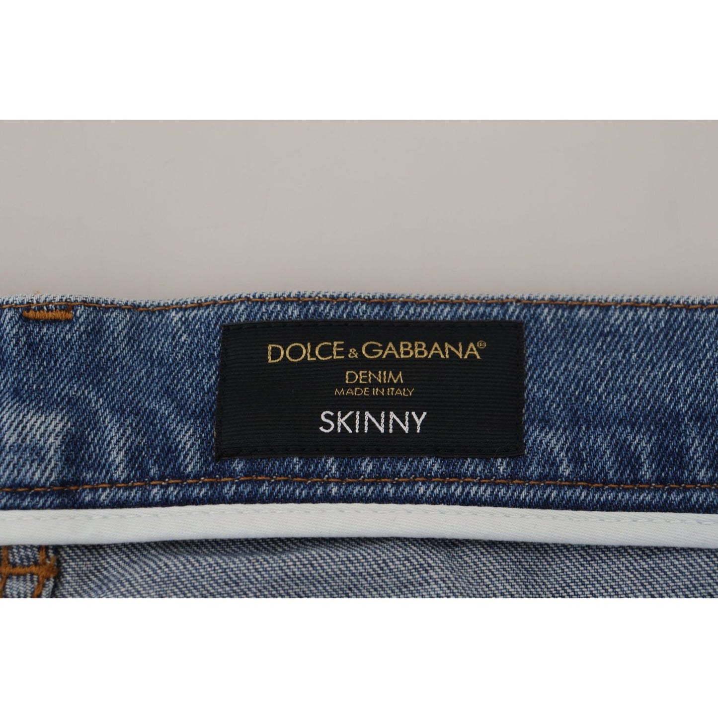 Dolce & Gabbana Blue Washed Skinny Cotton Denim Jeans