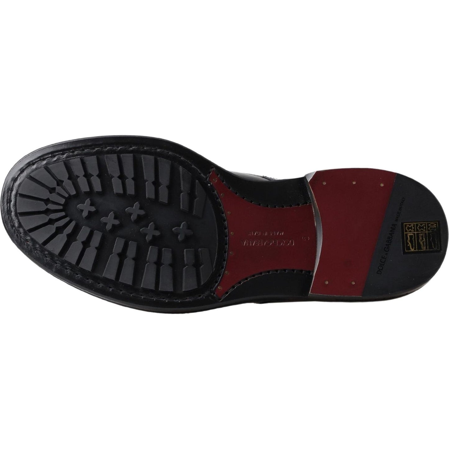 Dolce & Gabbana Black Leather Men Short Boots Lace Up Shoes