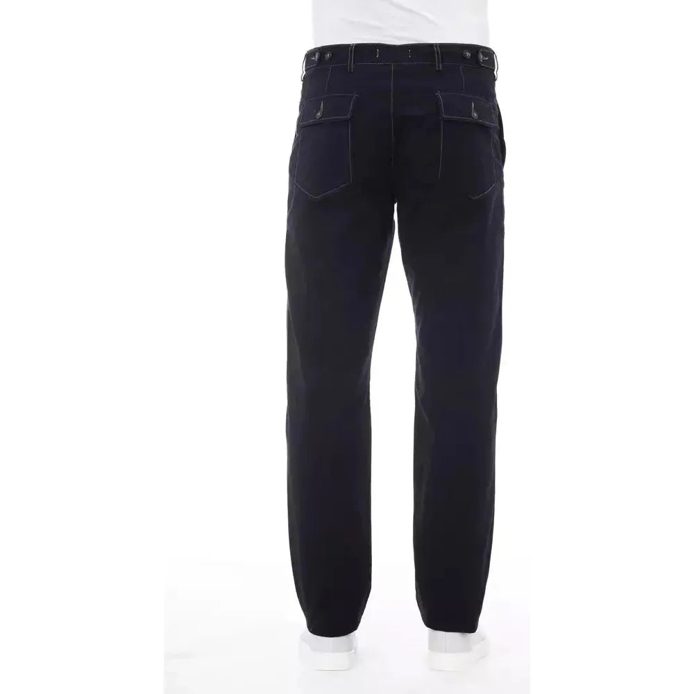 Alpha Studio Blue Cotton Men Pant