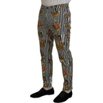 Dolce & Gabbana White Cotton Stretch Crown Trouser Pants