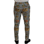 Dolce & Gabbana White Cotton Stretch Crown Trouser Pants