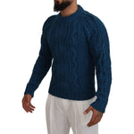 Dolce & Gabbana Blue Knitted Wool Alpaca Pullover Sweater