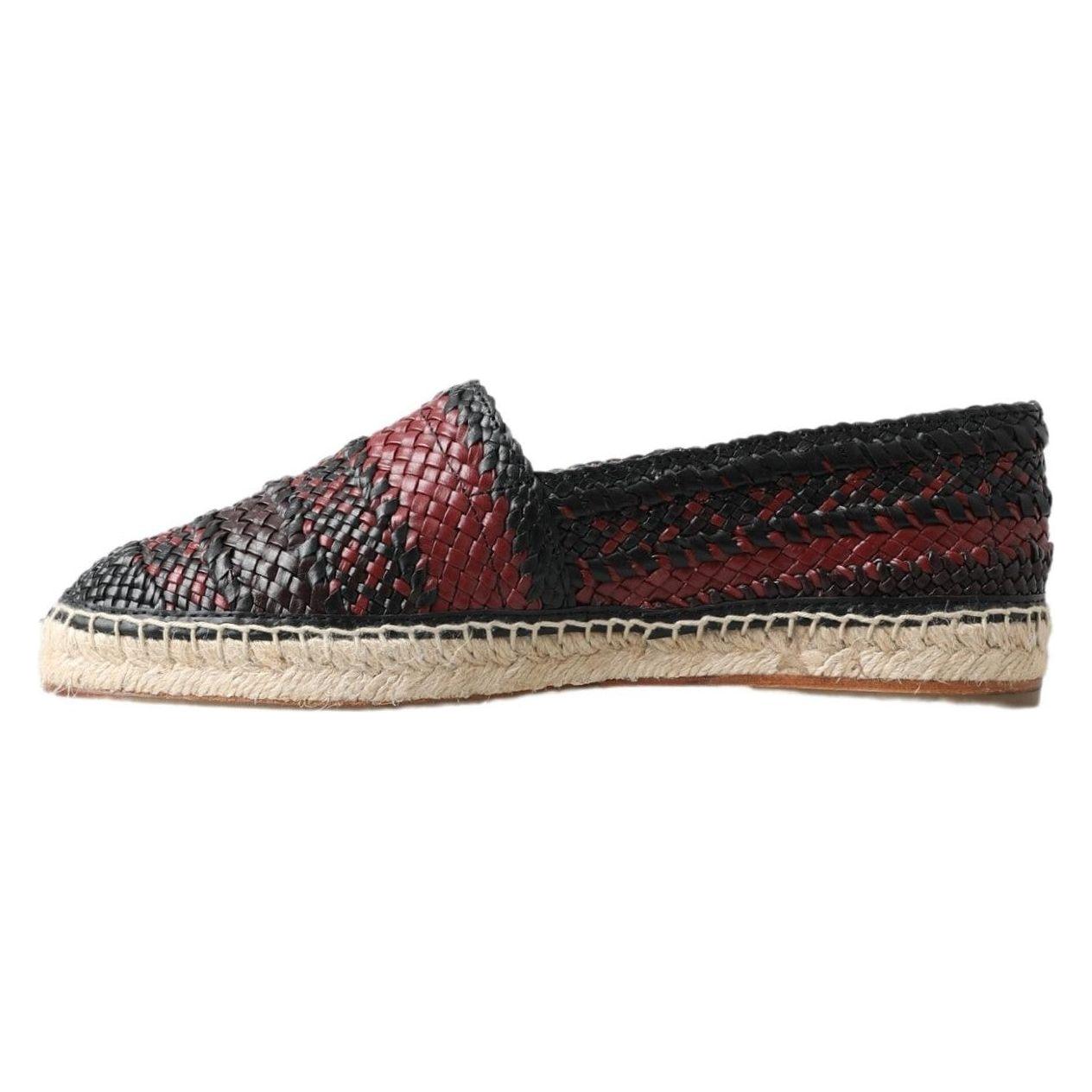 Dolce & Gabbana Black Bordeaux Buffalo Leather Espadrille Shoes