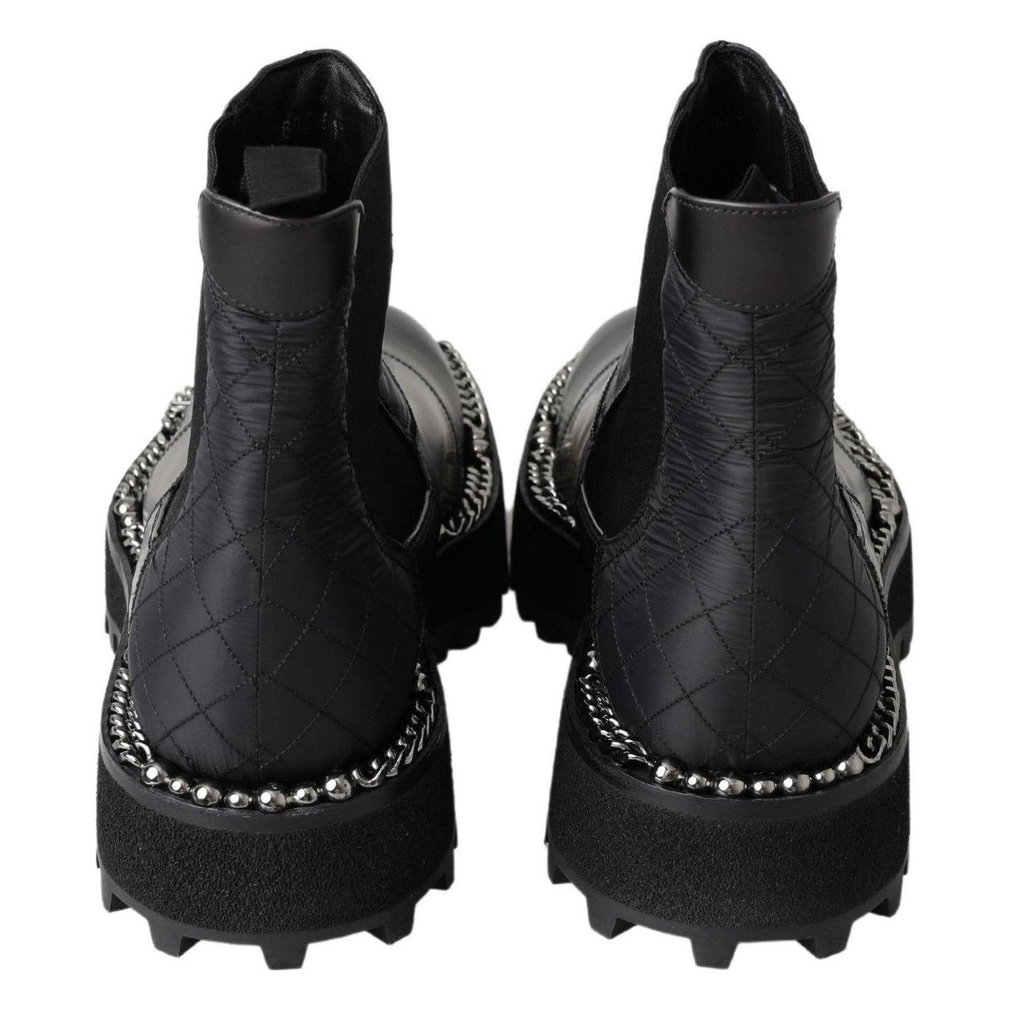 Dolce & Gabbana Black Leather Slip on Stretch Boots