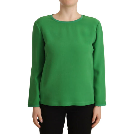 Armani Elegant Silk Long Sleeve Sweater in Lush Green Armani Sea Green