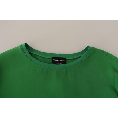 Armani Green Silk Long Sleeves Round Neck Sweater