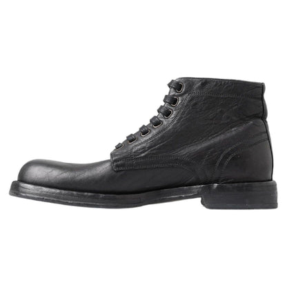 Dolce & Gabbana Black Horse Leather Perugino Boots