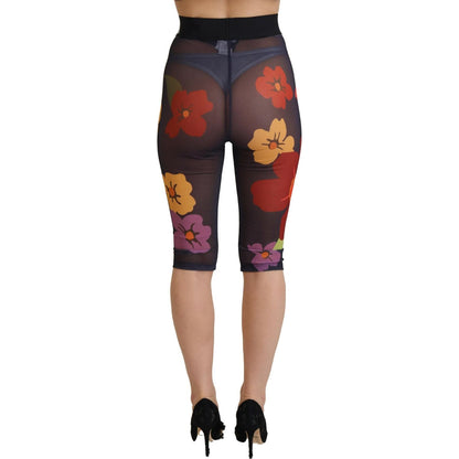 Dolce & Gabbana Black Floral Leggings Stretch Waist Pants
