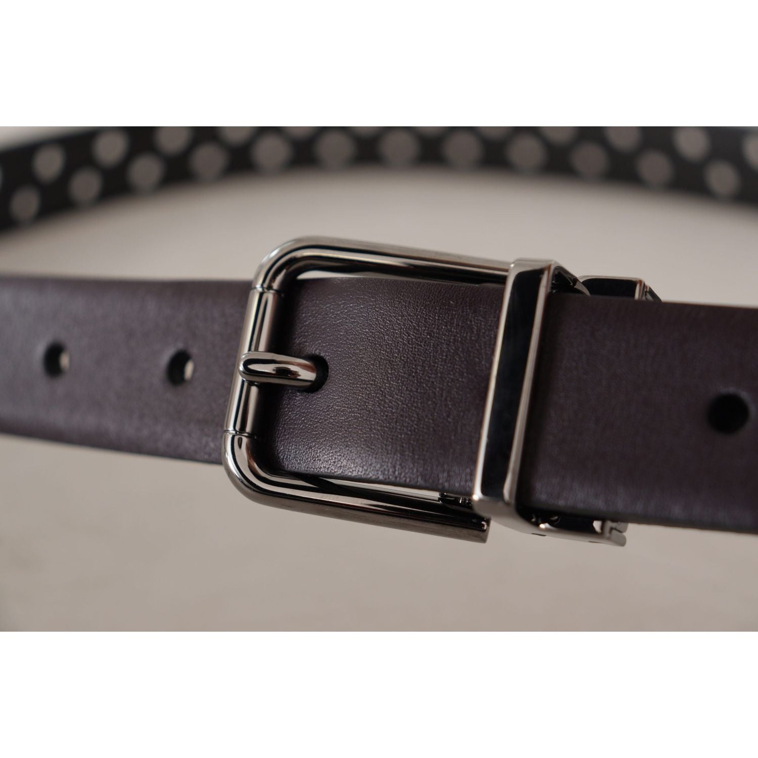 Dolce & Gabbana Dark Purple Perforated Leather Metal Buckle Belt
