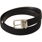 Dolce & Gabbana Black Canvas Silver Tone Metal Buckle Men Belt