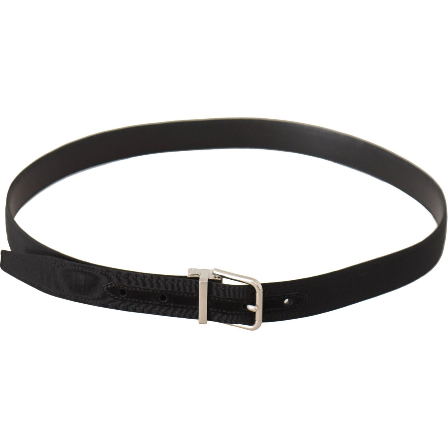 Dolce & Gabbana Black Canvas Silver Tone Metal Buckle Men Belt