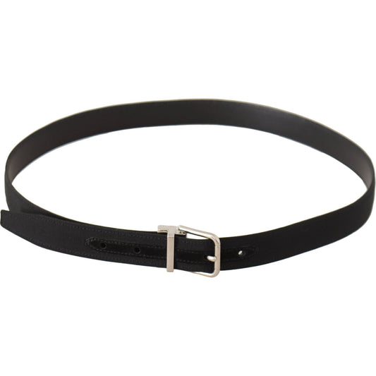Dolce & Gabbana Black Canvas Silver Tone Metal Buckle Men Belt