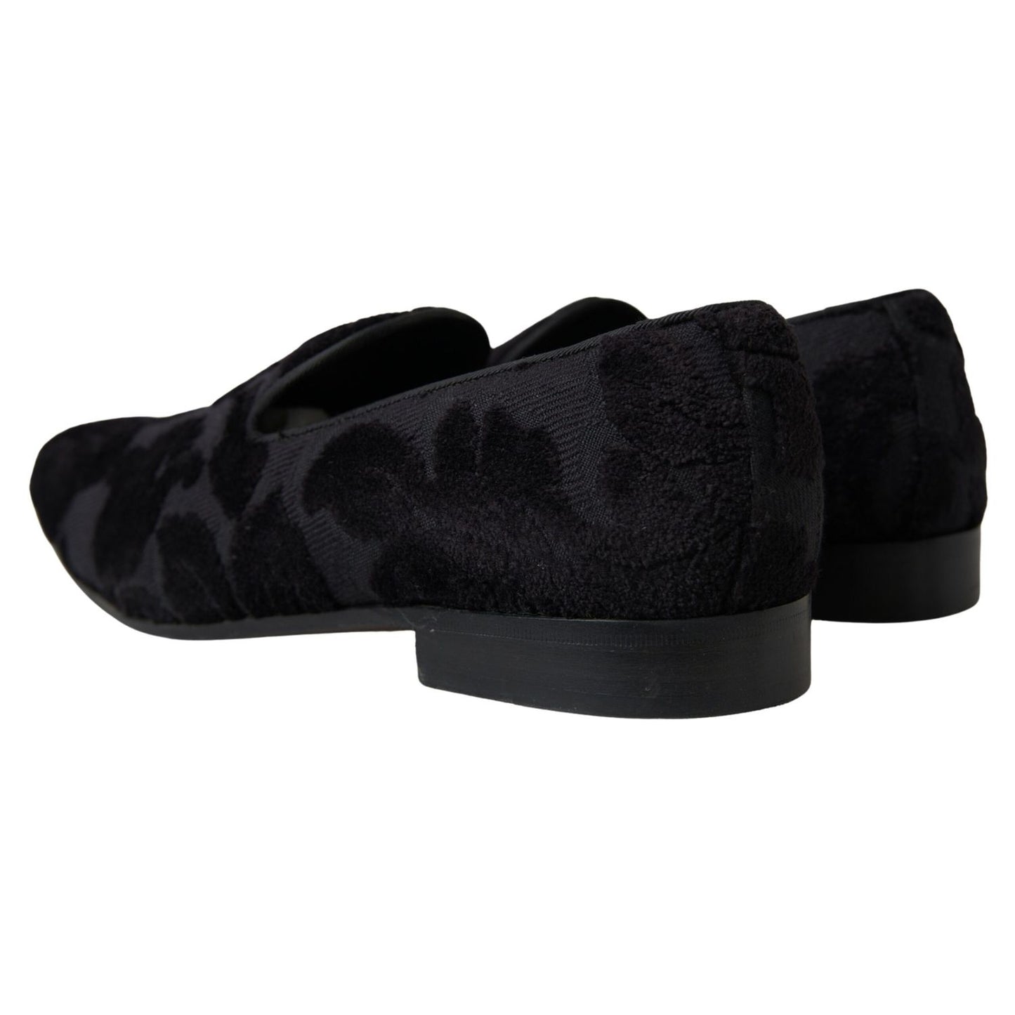 Dolce & Gabbana Black Brocade Loafers Formal Shoes