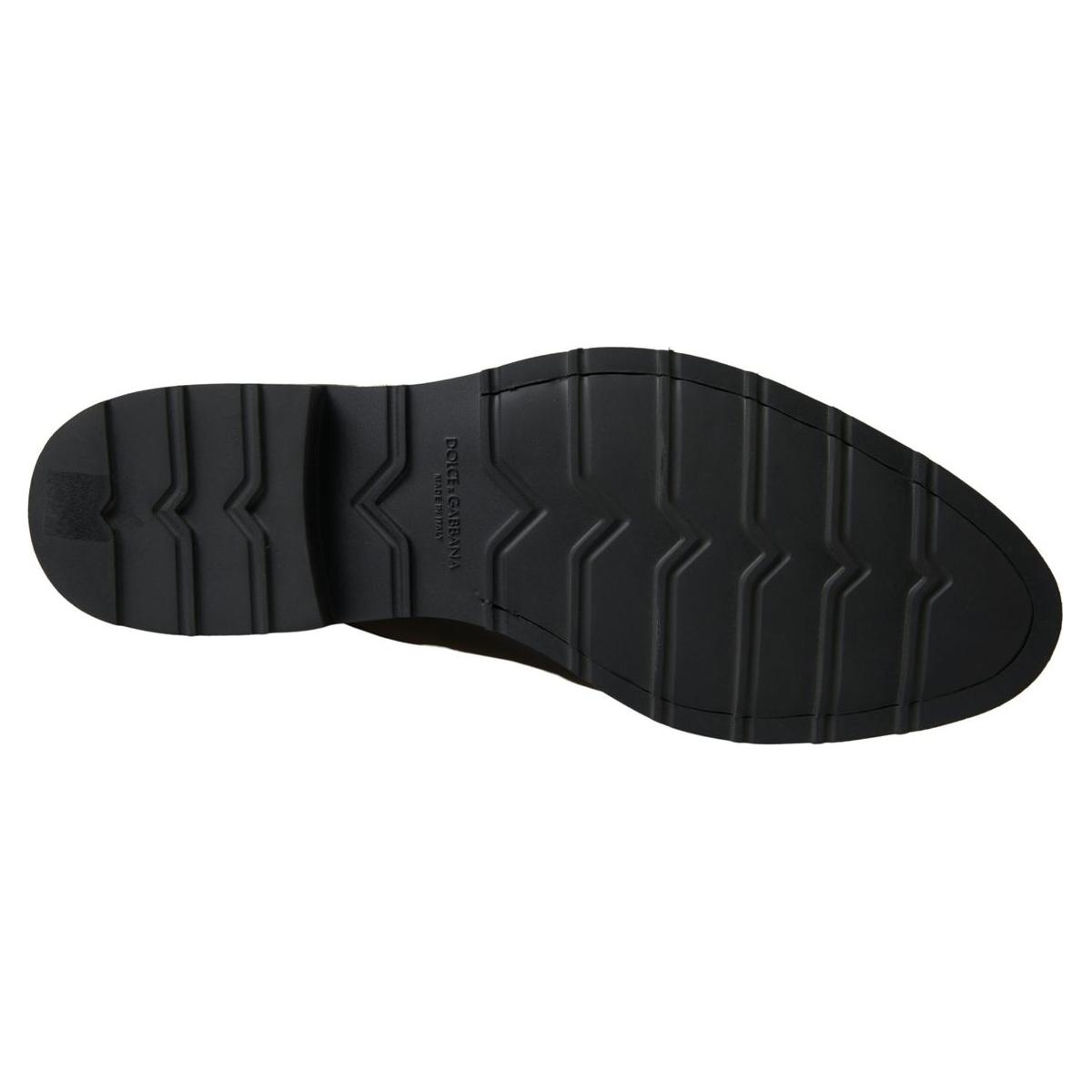 Dolce & Gabbana Black White Leather Formal Shoes