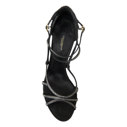 Dolce & Gabbana Rhinestone Stiletto Sandal Satin Shoes
