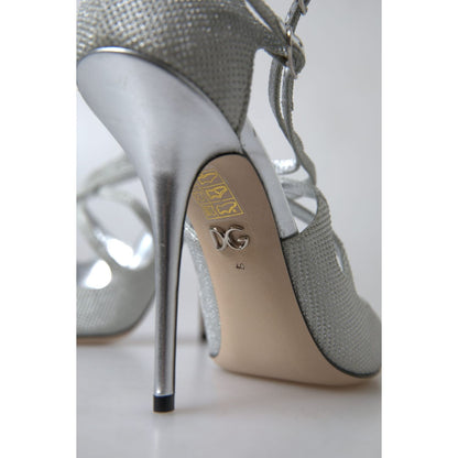Dolce & Gabbana Silver Shimmers Sandals Heel Pumps Shoes