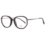 Maje Brown Women Glasses Frame in full-rim round style with brown plastic frame and demo lenses, size 51-15-135, includes branded case.