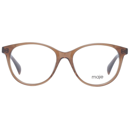 Maje Brown Women Glasses Frame in acetate, full-rim, round style with 51-16-140 size, brown color, branded case included.