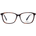 Max & Co Brown Women Glasses Frame with full-rim acetate design, demo lenses, and trapezium style, includes branded case, size 54-14-140.