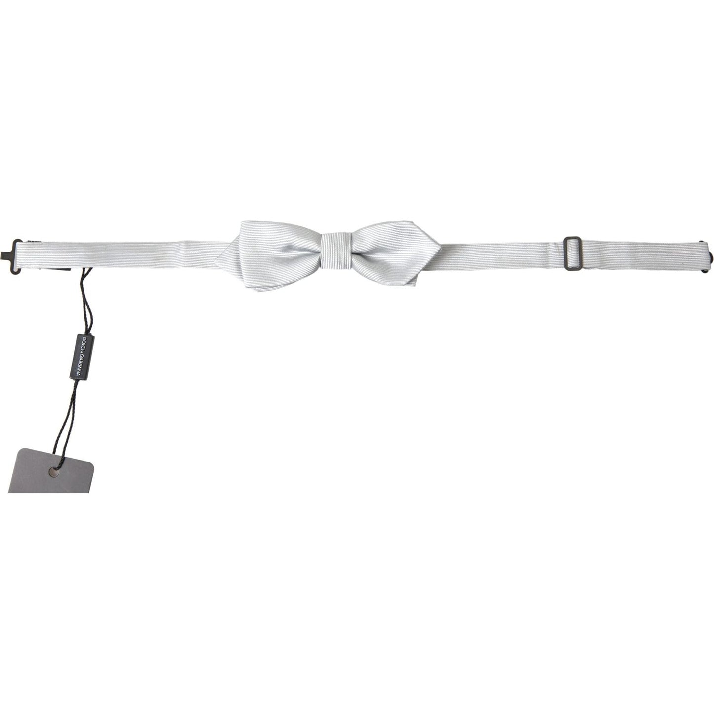 Dolce & Gabbana Gray Silk Adjustable Men Neck Papillon Bow Tie