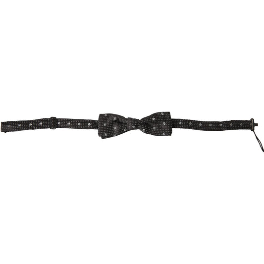 Dolce & Gabbana Black Patterned Silk Adjustable Men Neck Papillon Bow Tie