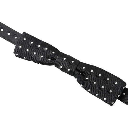 Dolce & Gabbana Black Polka Dot Silk Adjustable Men Neck Papillon Bow Tie