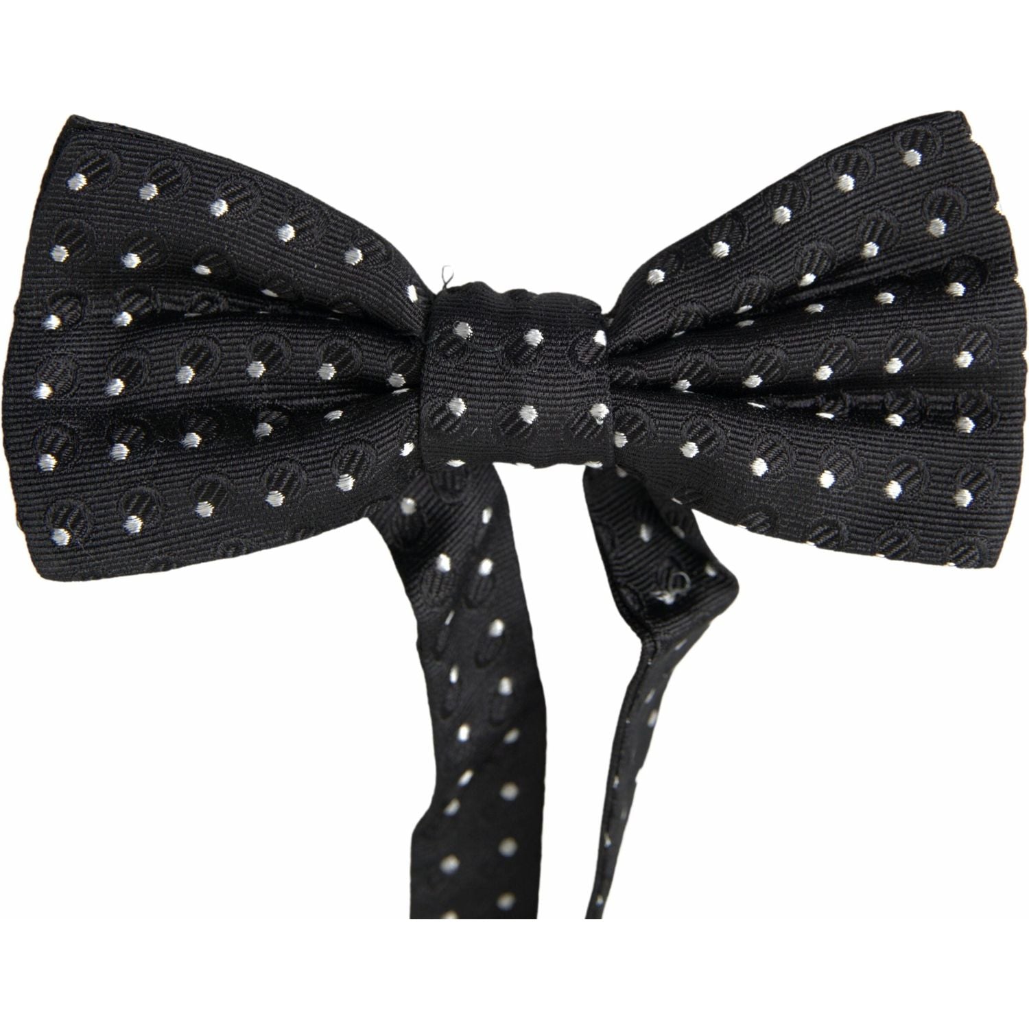 Dolce & Gabbana Black Polka Dot Silk Adjustable Men Neck Papillon Bow Tie