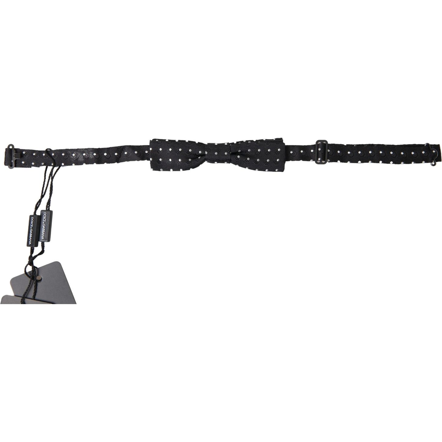 Dolce & Gabbana Black Polka Dot Silk Adjustable Men Neck Papillon Bow Tie