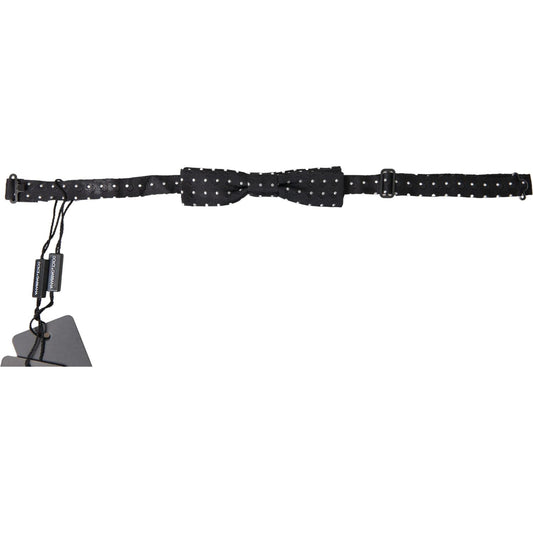 Dolce & Gabbana Black Polka Dot Silk Adjustable Men Neck Papillon Bow Tie