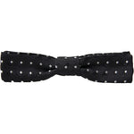 Dolce & Gabbana Black Polka Dot Silk Adjustable Men Neck Papillon Bow Tie