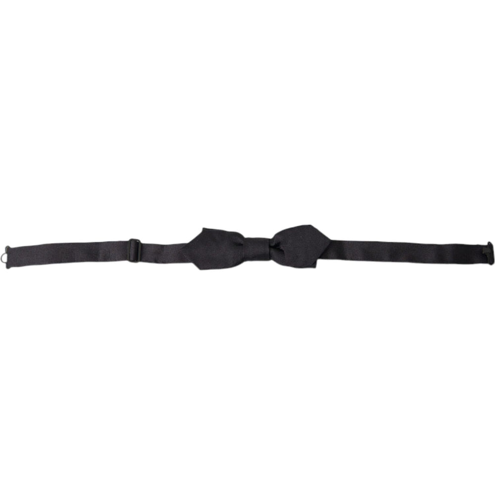 Dolce & Gabbana Black Solid Silk Adjustable Neck Papillon Bow Tie