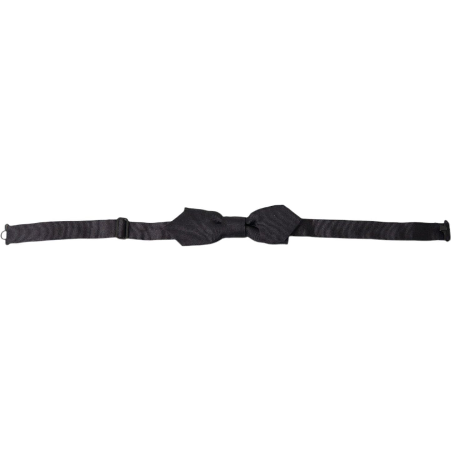 Dolce & Gabbana Black Solid Silk Adjustable Neck Papillon Bow Tie