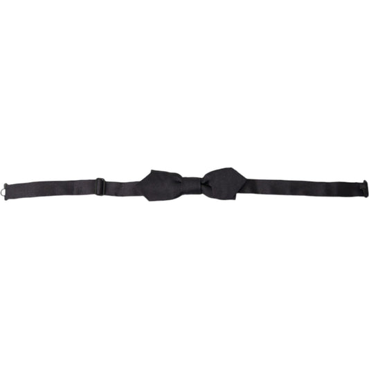 Dolce & Gabbana Black Solid Silk Adjustable Neck Papillon Bow Tie