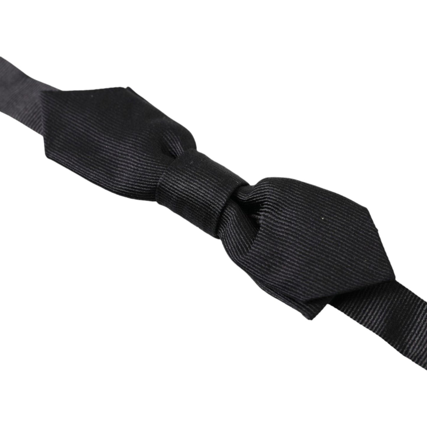 Dolce & Gabbana Black Solid Silk Adjustable Neck Papillon Bow Tie