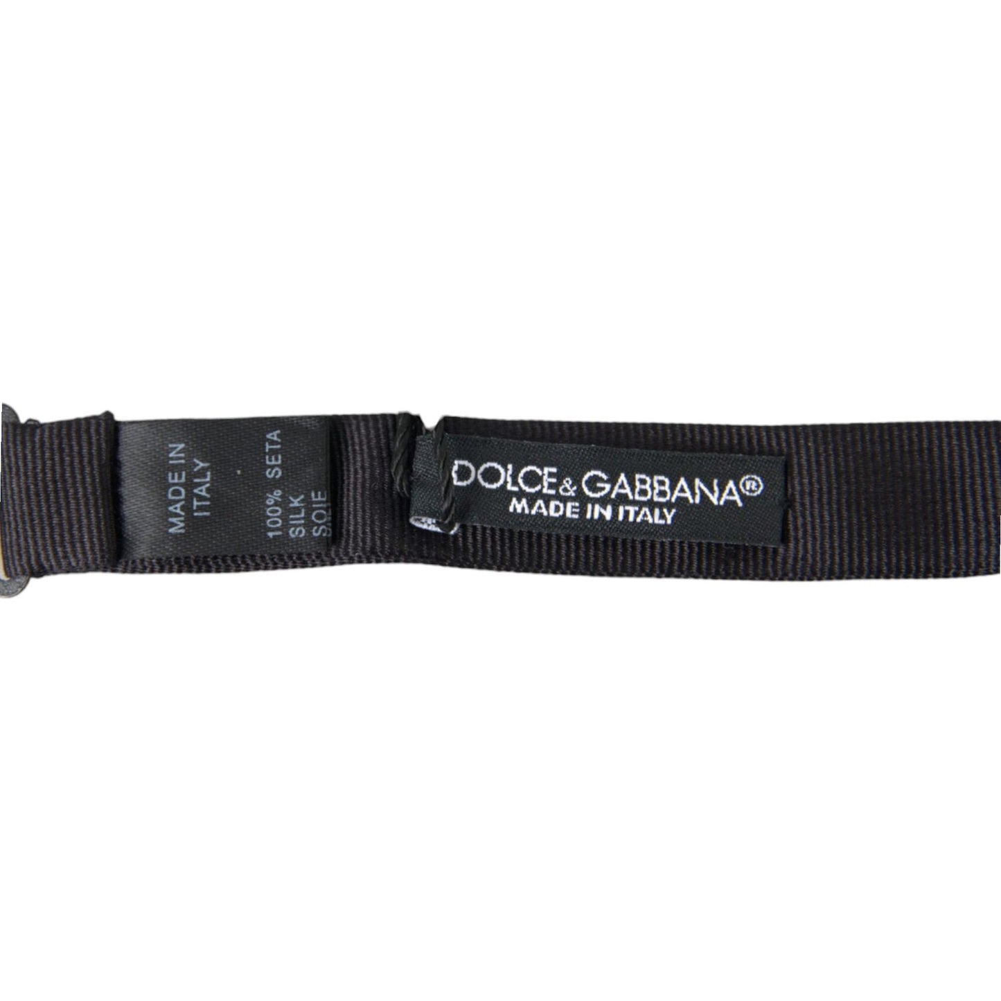 Dolce & Gabbana Black Solid Silk Adjustable Neck Papillon Bow Tie