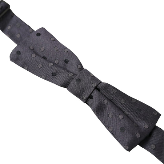 Dolce & Gabbana Blue Polka Dot Silk Adjustable Neck Men Papillon Bow Tie