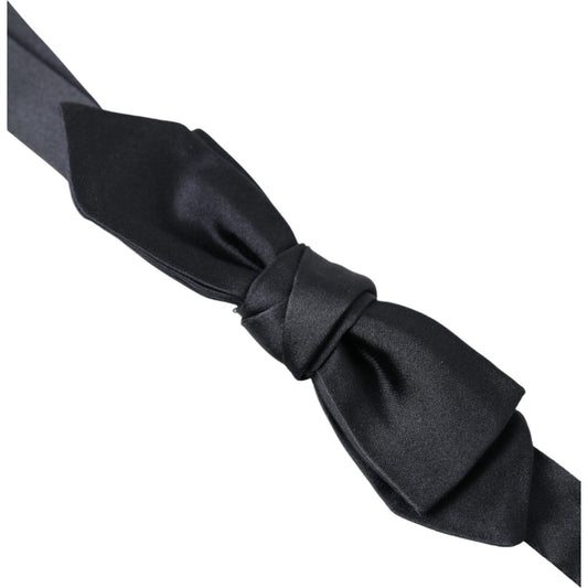 Dolce & Gabbana Dark Blue Silk Satin Adjustable Neck Men Papillon Bow Tie